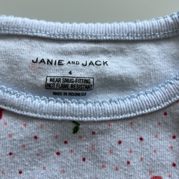 Janie and Jack Cherry Print Pajamas Sz 4 - Picture 5 of 10